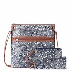 NWT Sakroots Artist Circle Triple Pouch Dark Navy